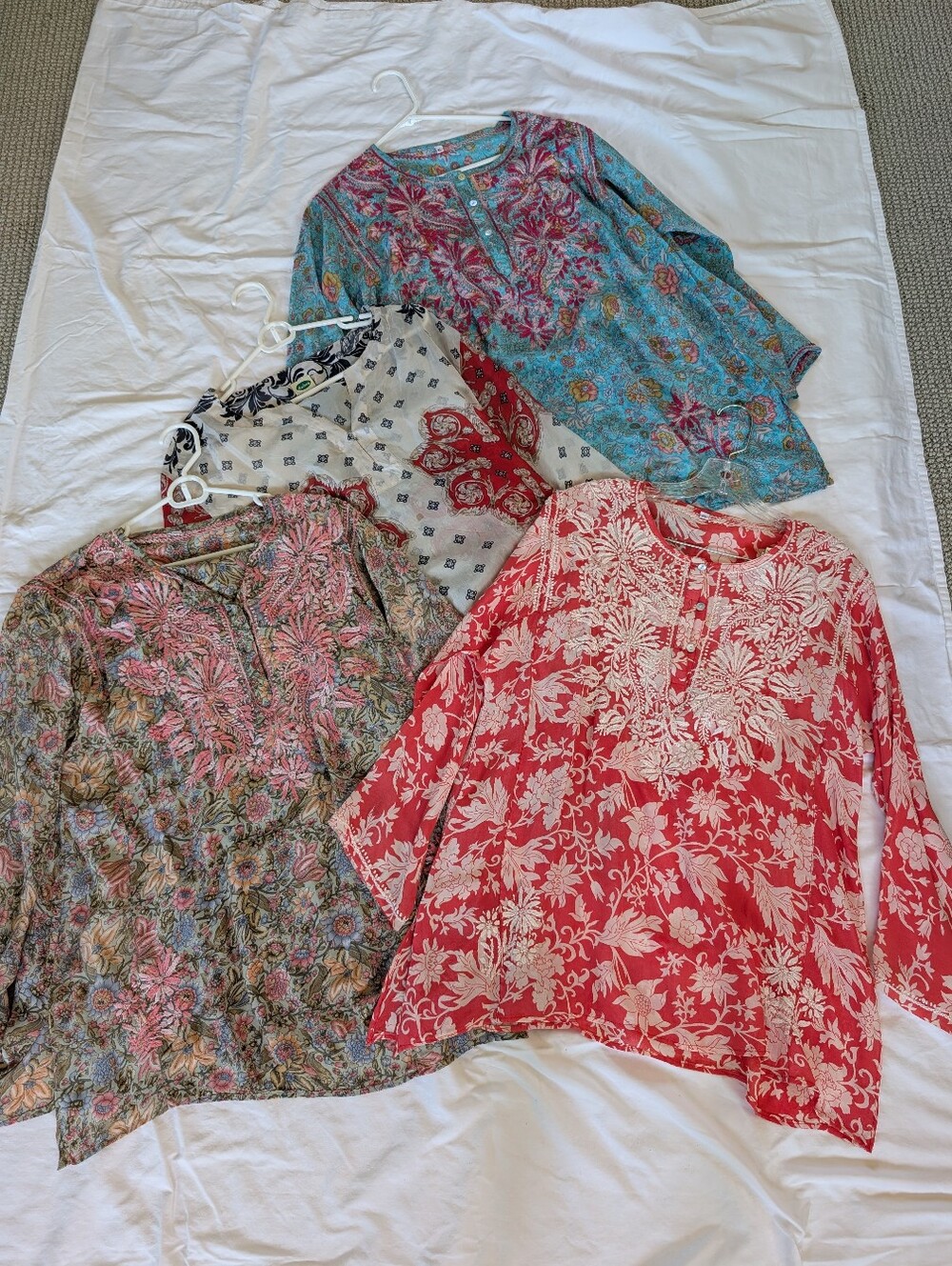 Dolma 100% Silk  Indian Tunic Tops Hand Embroidered - $65 each